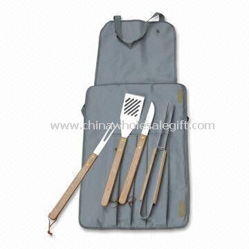 5pcs BBQ Apron Set with Wood Handle Full Functional