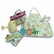 7pcs Kids Garden Tools Set Includes Rake Trowel Transplanter Watering Can  Cap and Apron images