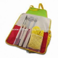 BBQ Set with Apron, Made of Stainless Steel, Includes Fork, Spatula, Tong and A Glove images