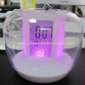 Apple-shaped LCD Clock with Seven Color Light and Nature Alarm Sound images