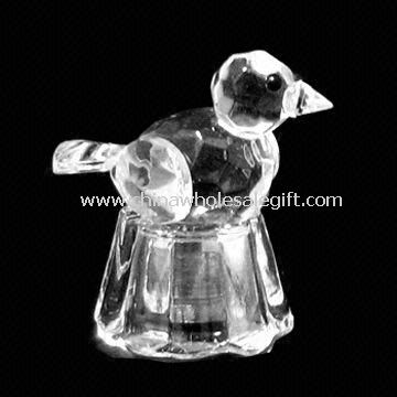 Crystal Bird with Crystal Base and LED Light Inside