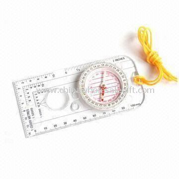Map Compass with Magnifier Ruler and Scale