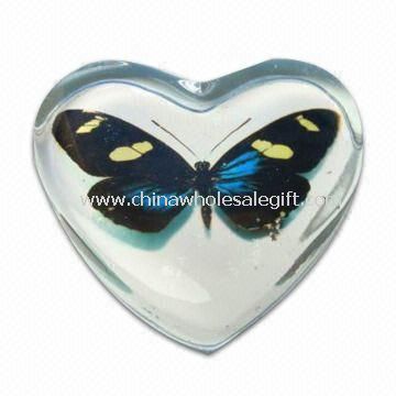 Clear Glass Paperweight in Heart Shape