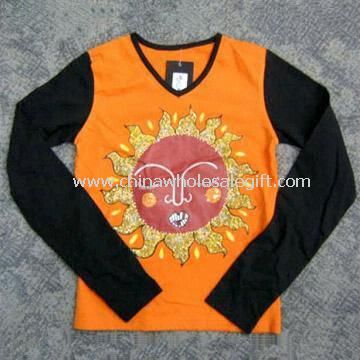 100% Cotton T-shirt for Women with Embroidery