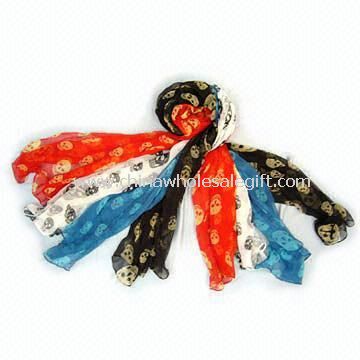 Bufanda de seda imitada con diseños de cabeza