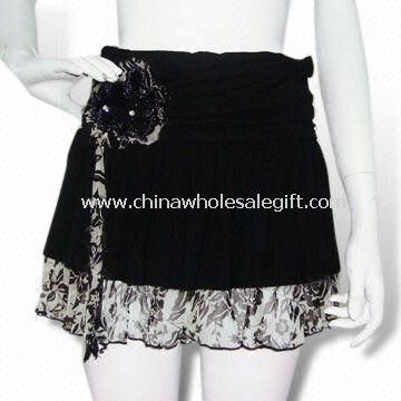 Mini Skirt with Ruffled Chiffon Bottom Hem