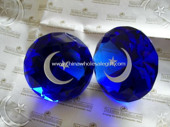 Crystal Diamond Moon And Star Paperweight