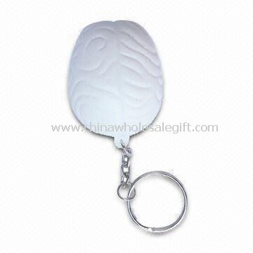 PU Foam Stress Ball in Shape of Brain with Keychain