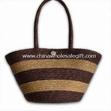 Beach Bag Made of PP Straw with PU Handles