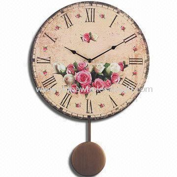 13-inch MDF Wall Clock with Pendulum