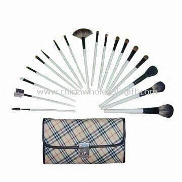 18 piece Cosmetic Brush Set With Fine Imitation Leather Handbag