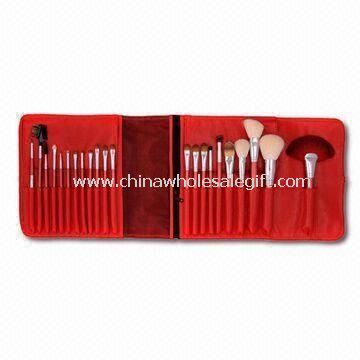 22-piece Professional Make-up Brush Set with Red Leather Cosmetic Bag