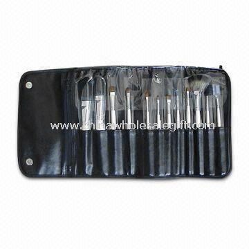 Cosmetic Brush Set with Leather Case