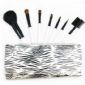 Cosmetic Brush Set with Birch Wood Handle and Artificial Leather Bag small picture