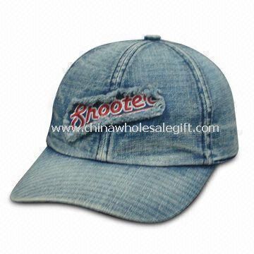 Casquette 6 panneaux demi-hauteur Denim en Denim délavé avec boucle en laiton et fermeture à oeillets