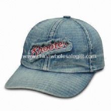 6-panel Low-profile Denim Cap in Washed Denim with Brass Buckle and Grommet Closure images