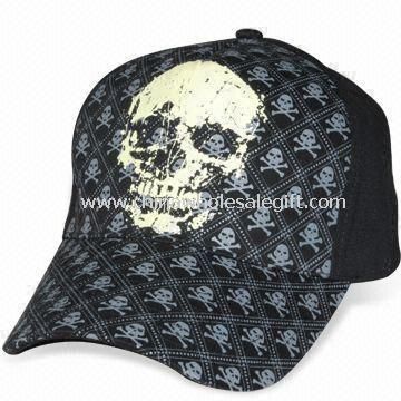 Heavy Brushed Cotton Twill Baseball Cap with Skeleton Printing