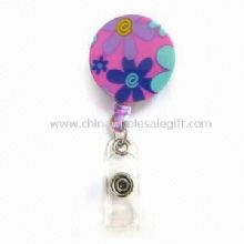 ABS Retractable Badge Reel with 3.2cm Diameter Clear PVC Strap and Belt Metal or Plastic Clip images