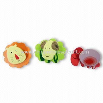 File Clips with Magnet, Made of Solid Wood and Metal Spring with Vivid Cartoon Designs