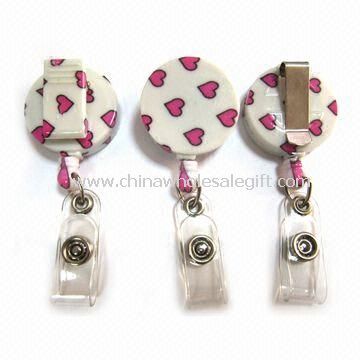 Lovely ABS Retractable Badge Reel with Clear PVC Strap and Belt Metal or Plastic Clip