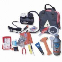 Automobile Repair Tool Kit with Tire Tools, Tool Kit Bag, Emergency Torch, Jumper Cable, Tow Strap images