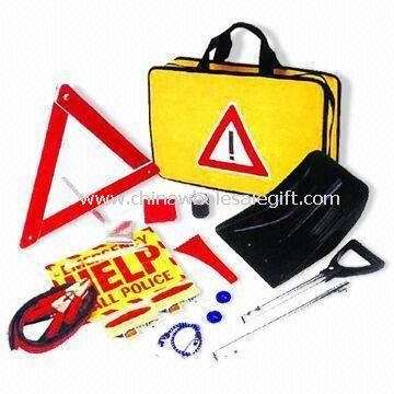 Roadside Tool Set with Collapsible Shovel, Electric Tape, First-aid Kit and Help Sign