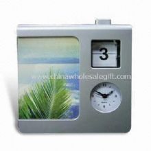 Customized Dial Desk Clock with Calendar and Photo Frame Made of Plastic images
