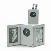 Novelty Desk Clock with Penholder and Photo frame Made of Plastic images