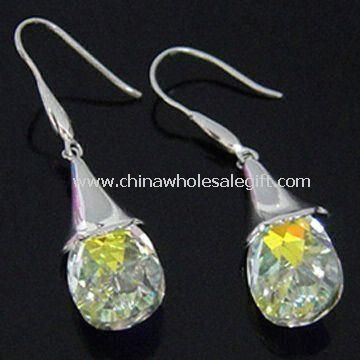 Fashionable Earrings Made of Crystal and Alloy