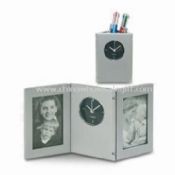 Pendulette de bureau de nouveauté avec porte-plume et Photo frame fait de plastique images