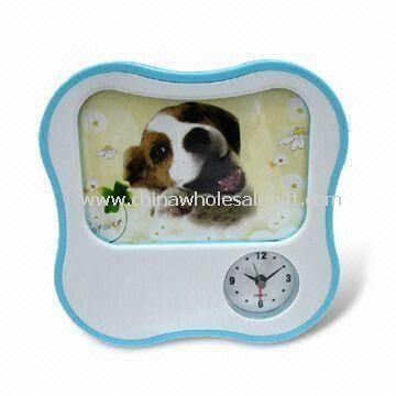 Novelty Desk Clock with Photo Frame Made of Plastic