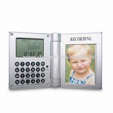 Recording Photo Frame Clock with Eight-digit Calculator and LCD Display