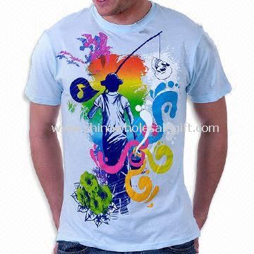 Knitted T-shirt with Printing Suitable for Men