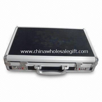 Aluminum Attache Case with Black Stripe ABS Surface