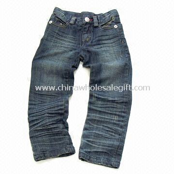 Синій розслабленої унісекс джинсів з блискавкою назад кишені і 3 дюйми Turn-up