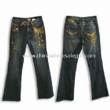 Womens Denim Pant Made of 97% Cotton and 3% Spandex images