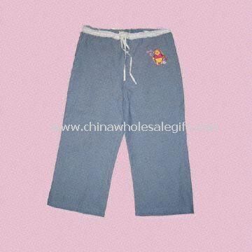 Girls Denim Pants with Embroidery and Laced Waist