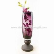 Burbujas de cristal púrpura florero centro de mesa con Base metálica conveniente para la decoración de interior images