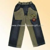 Kantong depan dan jins Childrens Denim Inseam dengan korduroi di pinggang images