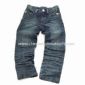 Blå afslappede Unisex Denim Jeans med lynlås tilbage lommer og 3 Inches dog small picture