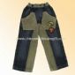 Front Pockets and Inseam Childrens Denim Jeans with Corduroy in Waist small picture
