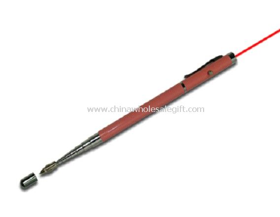 Telescopic pointer with an integrated pen with red laser