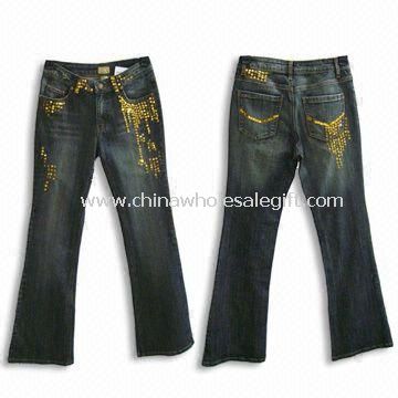 Womens Denim Pant Made of 97% Cotton and 3% Spandex
