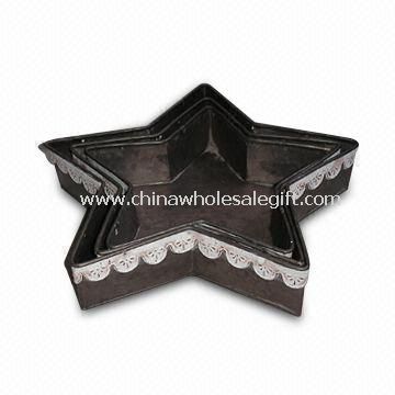 Tin Plate in Star Shape with White Metal Lace Rim