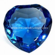 Blue Optic Crystal Heart Diamond Paperweight Decoration images