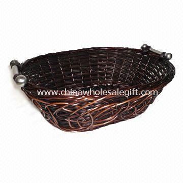New Brown Basket with Chrome Handles Made of Willow