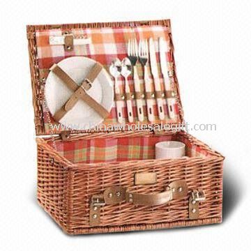 Picnic Basket Set Made of Wicker or Willow