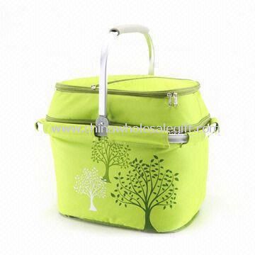 Picnic Cooler Basket with 600D Polyester  White PEVA Lining Fabric
