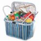 Picnic Cooling Basket with Aluminum Handles and Striped Design Polyester Outer small picture