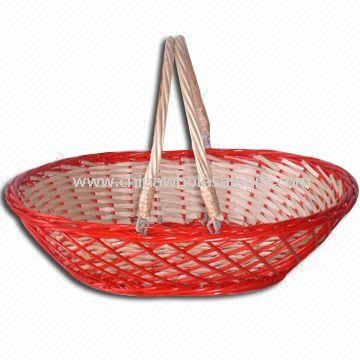 Willow Shopping Basket with Removable Handles and Lacquer